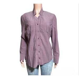 Pulp womens long sleeve mandarin button front ribbed shirt M